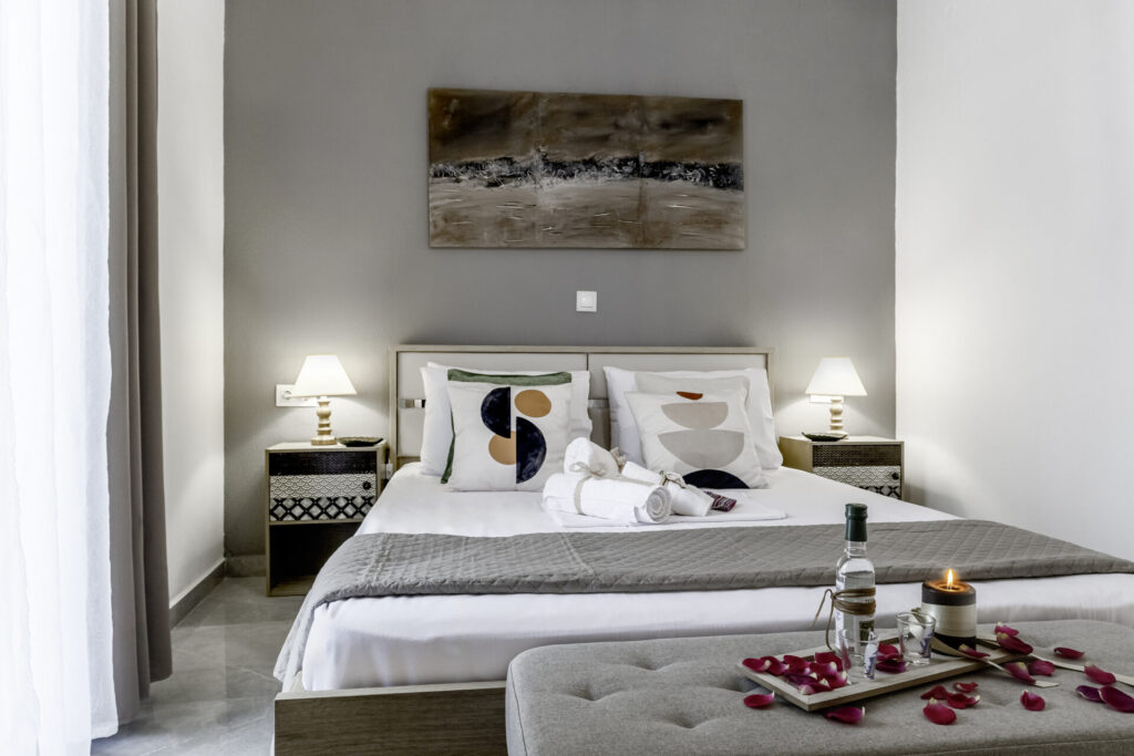 Elegant Sleeping Space at apartment Soft Bedding, Art, and Romantic Touches