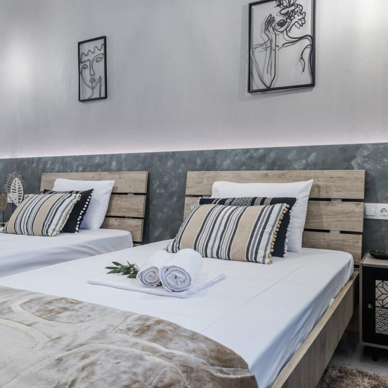 apartment in Thassos Twin Beds, Neatly Rolled Towels, and Artwork Thassos island